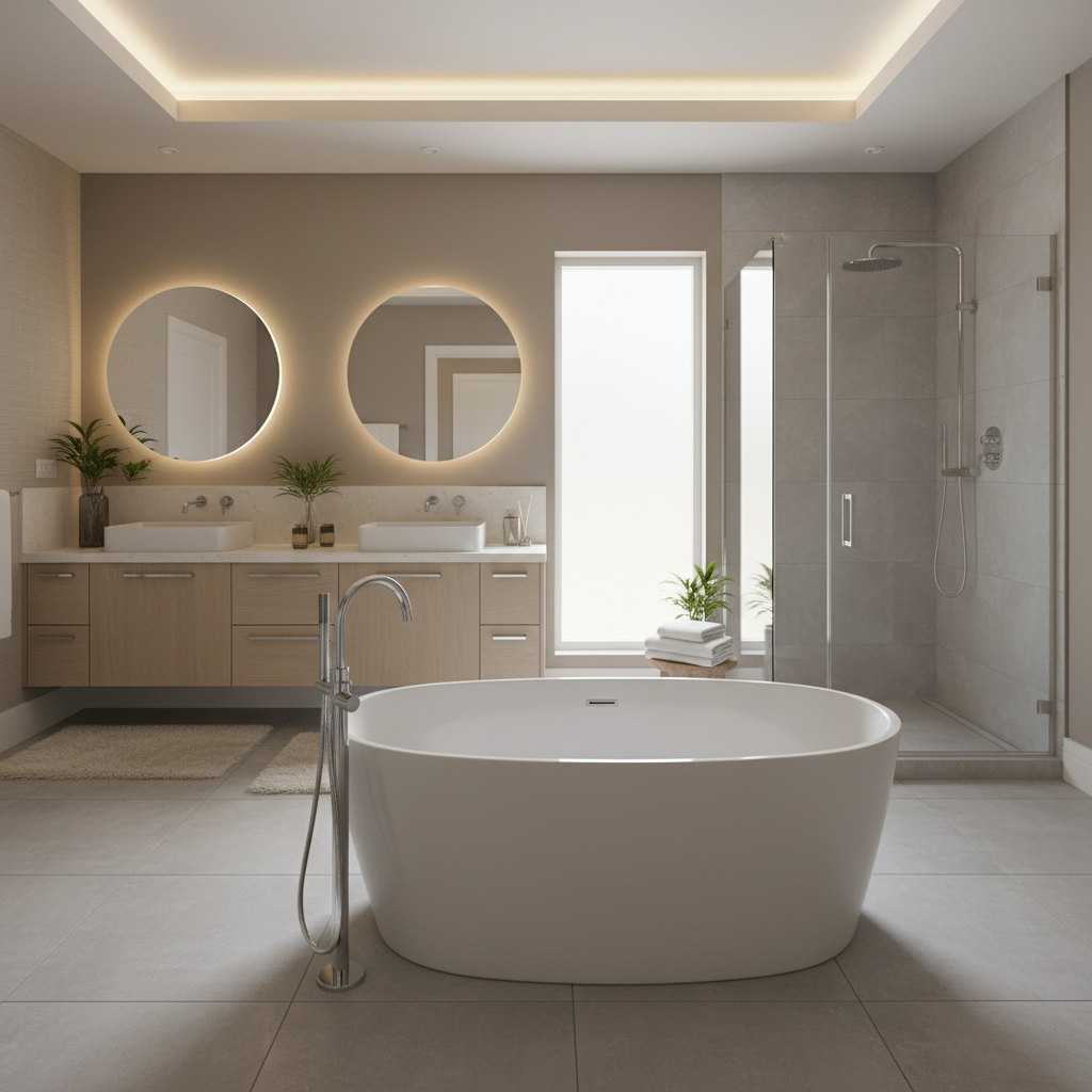 Luxury master bathroom renovation with walk-in shower